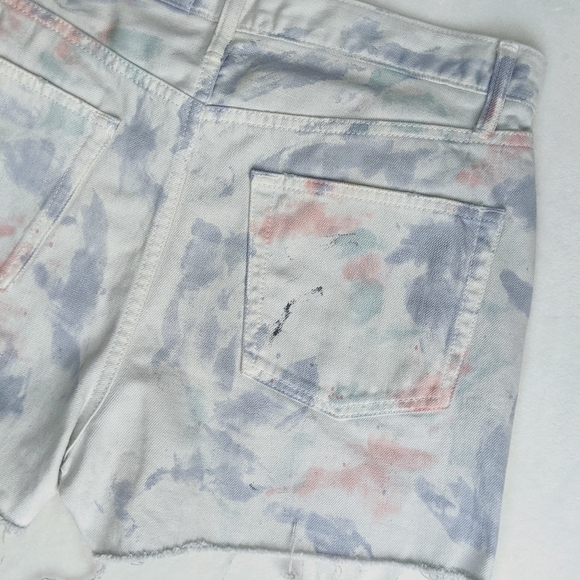 John Elliott Denim Shorts Tie Dye 5-Pocket Fray Hem White Purple Push Pop 29 NWT - Picture 9 of 14